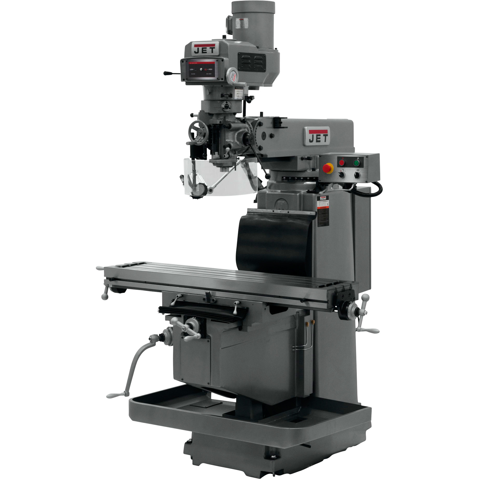 JET  Milling Machine with ACU-RITE 203 DRO, X & Y Powerfeeds and Air Power Drawbar, 12in. x 54in., 230 Volt, 3-Phase, Model# JTM-1254VS
